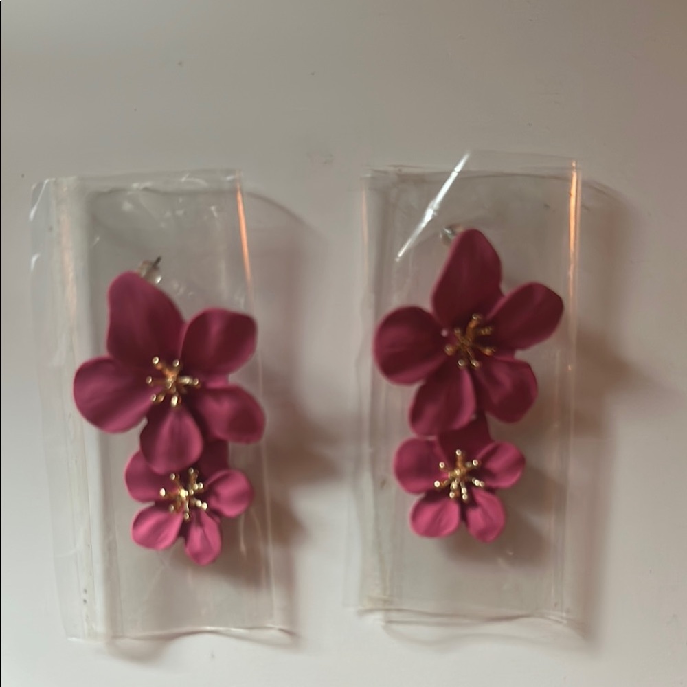 Pink Floral Drop Earrings